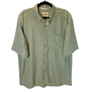Simms Fishing Shirt Men XL Green Plaid Short Sleeve Button Down Gorpcore Outdoor